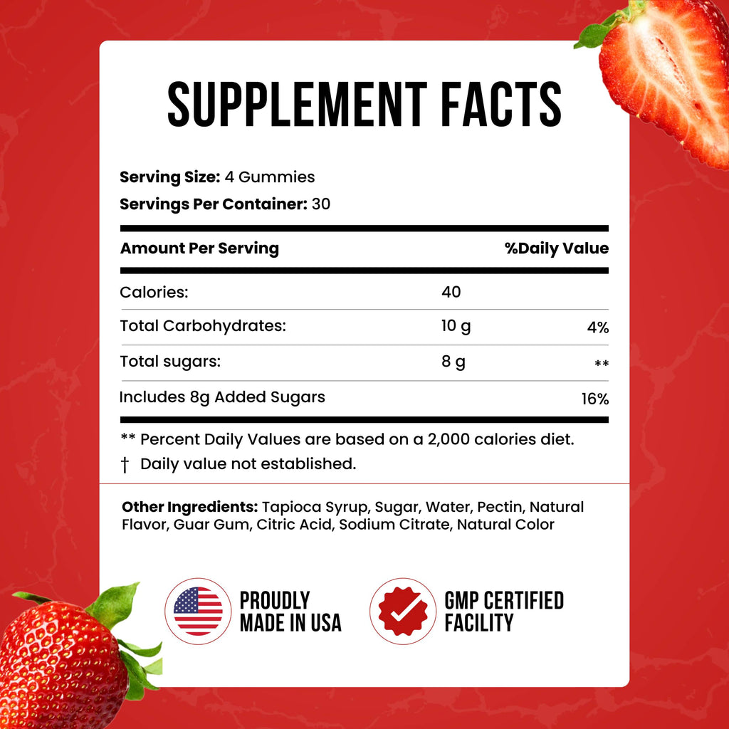 Creatine Monohydrate Gummies 5g Dose – Made in USA, Vegan & Gluten Free | Muscle, Strength, Recovery & Cognitive Health