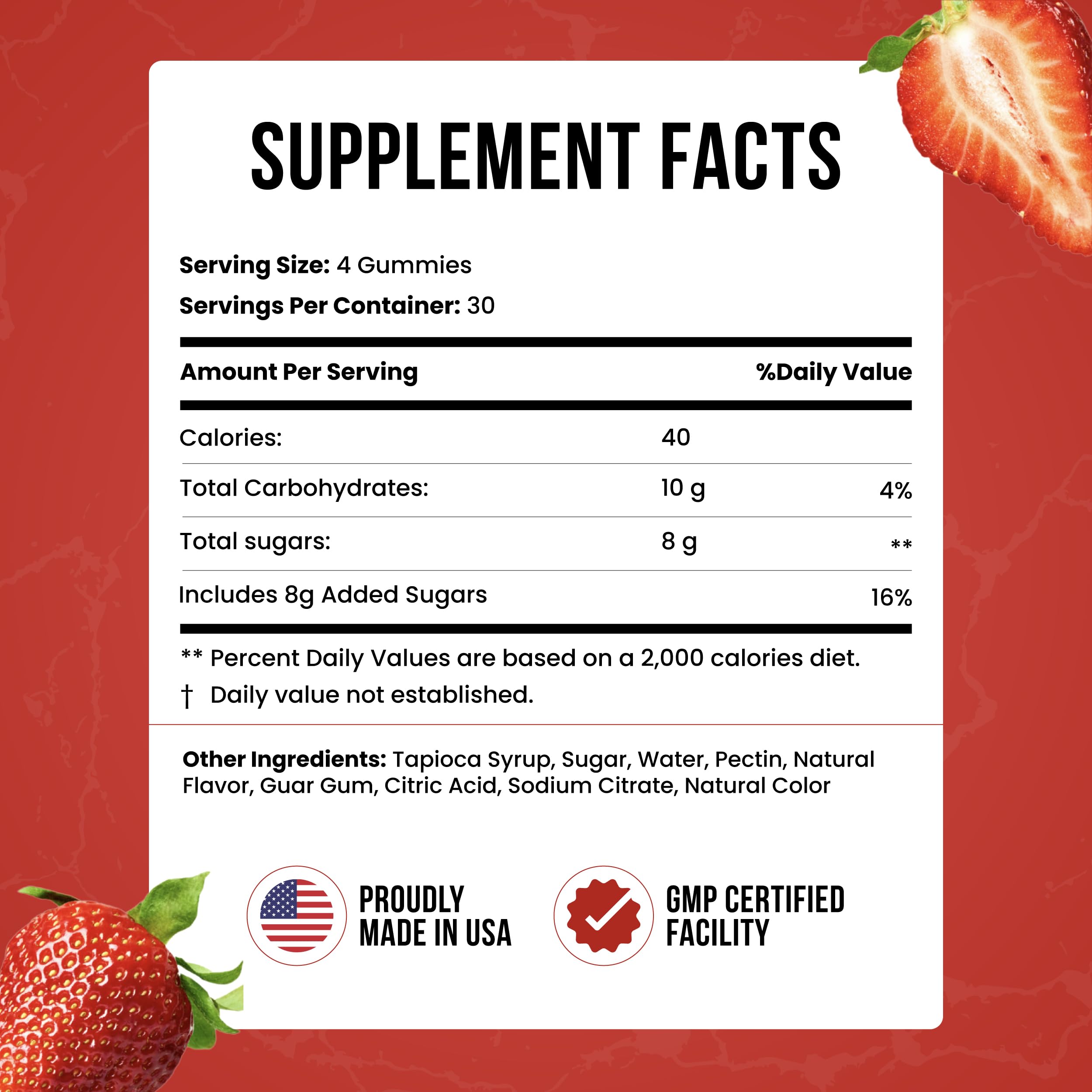 Creatine Monohydrate Gummies 5g Dose – Made in USA, Vegan & Gluten Free | Muscle, Strength, Recovery & Cognitive Health