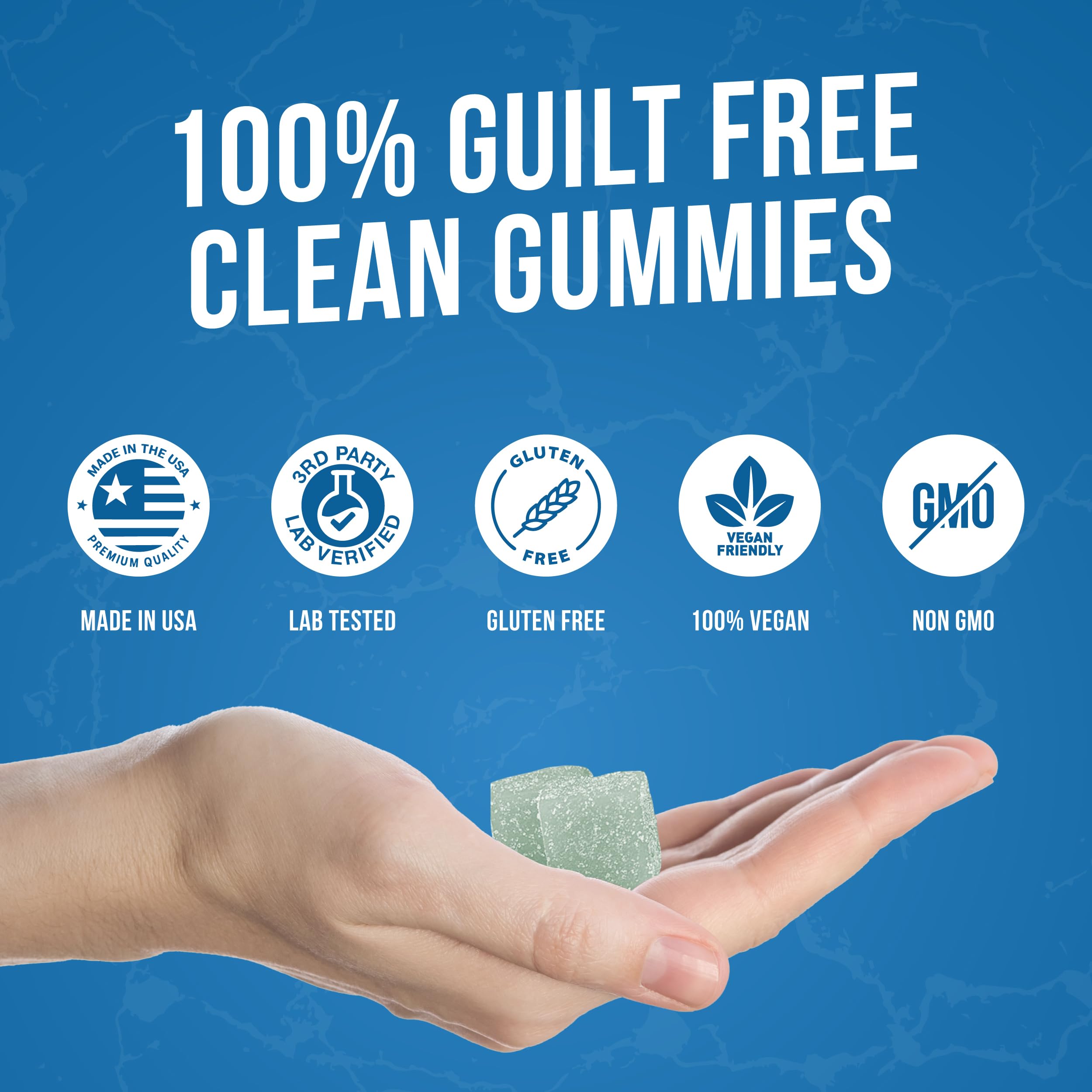 Creatine Monohydrate Gummies 5g Dose – Made in USA, Vegan, Gluten Free | Bluerazz Blast 120 Gummies