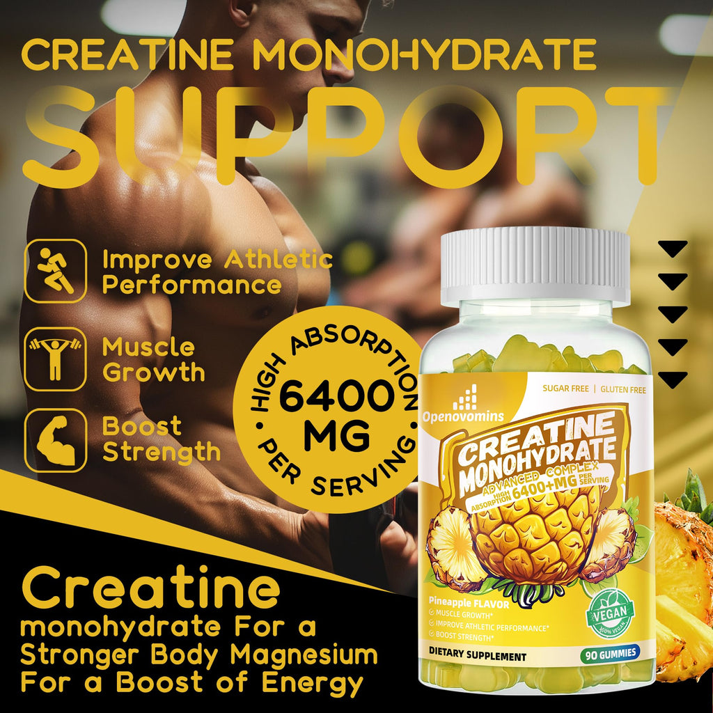 Creatine Monohydrate Gummies Complex – Sugar Free, Vegan, 180 Gummies (2-Pack)