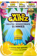 Creatine Monohydrate Gummies 5000mg – Made in USA, Vegan, Lemon | Muscle Growth & Focus