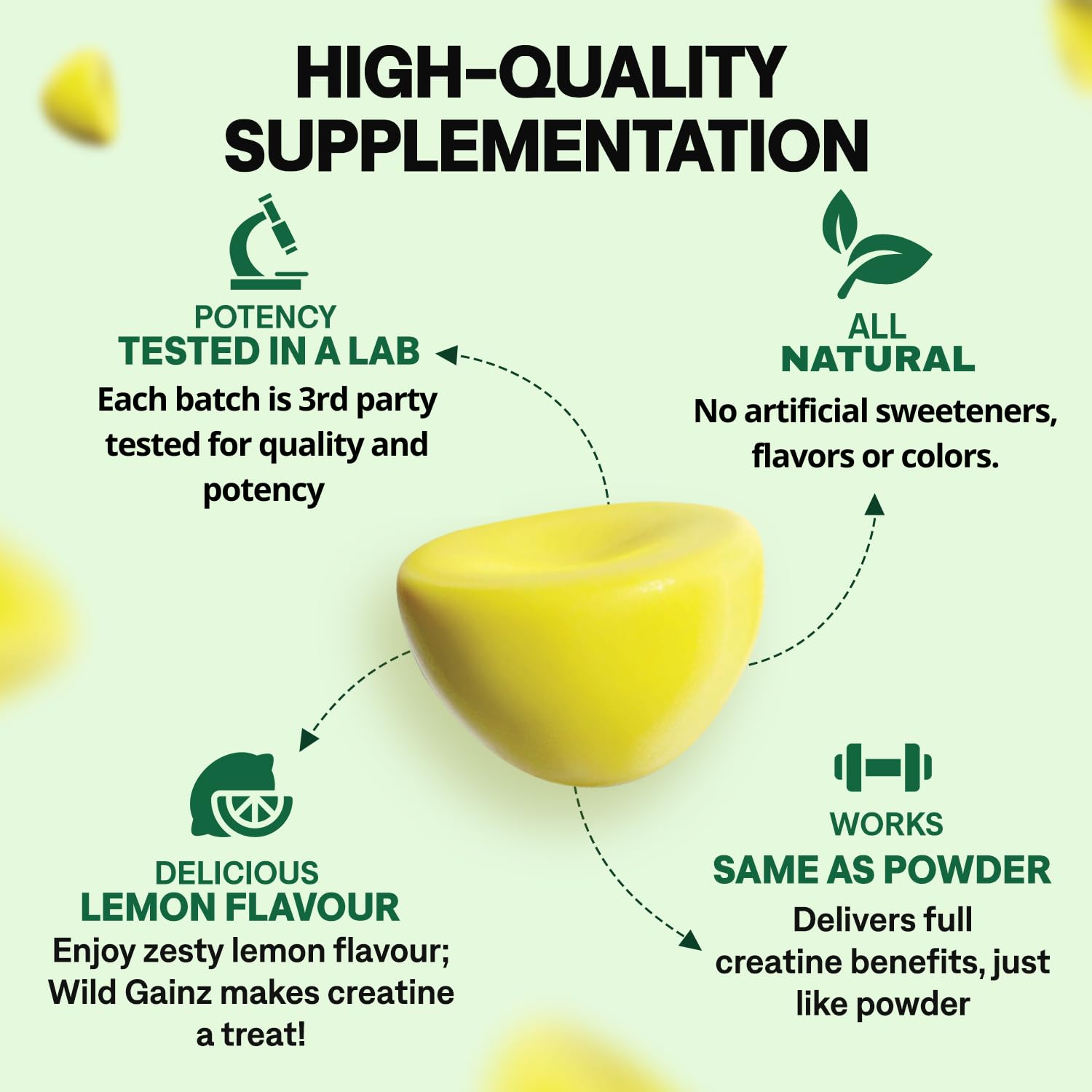 Creatine Monohydrate Gummies 5000mg – Made in USA, Vegan, Lemon | Muscle Growth & Focus