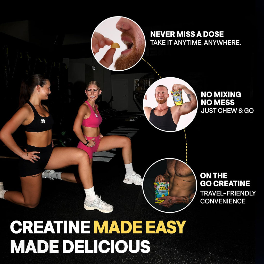 Creatine Monohydrate Gummies 5000mg – Made in USA, Vegan, Lemon | Muscle Growth & Focus