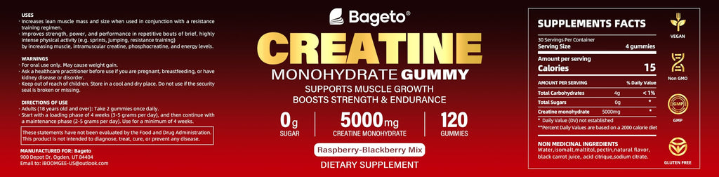 Creatine Monohydrate Gummies 5000mg – 120 Count | Strength & Recovery