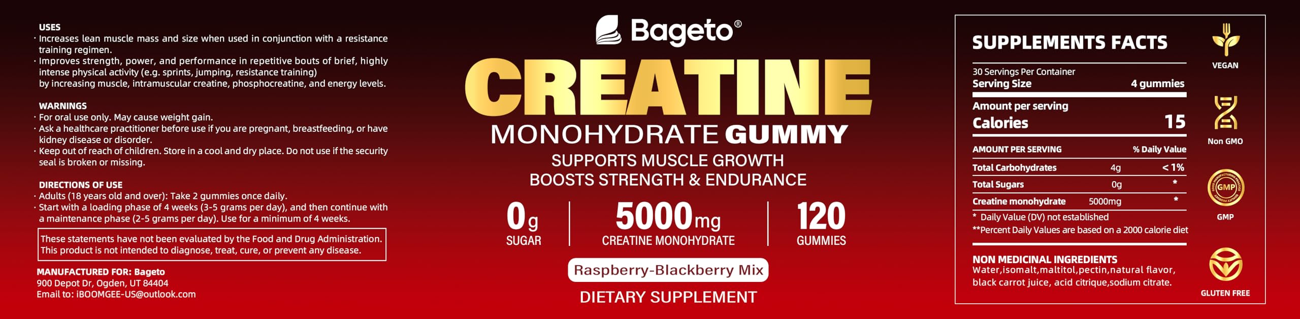 Creatine Monohydrate Gummies 5000mg – 120 Count | Strength & Recovery