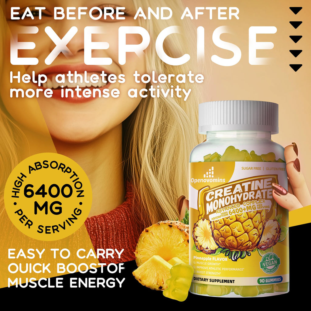Creatine Monohydrate Gummies Complex – Sugar Free, Vegan, 180 Gummies (2-Pack)