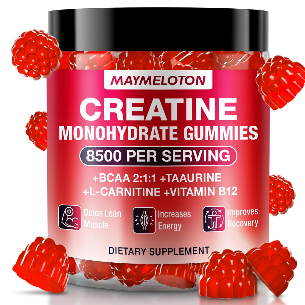 Creatine Monohydrate Gummies – Raspberry Flavor, 120 Count | For Men & Women | Fitness & Sports