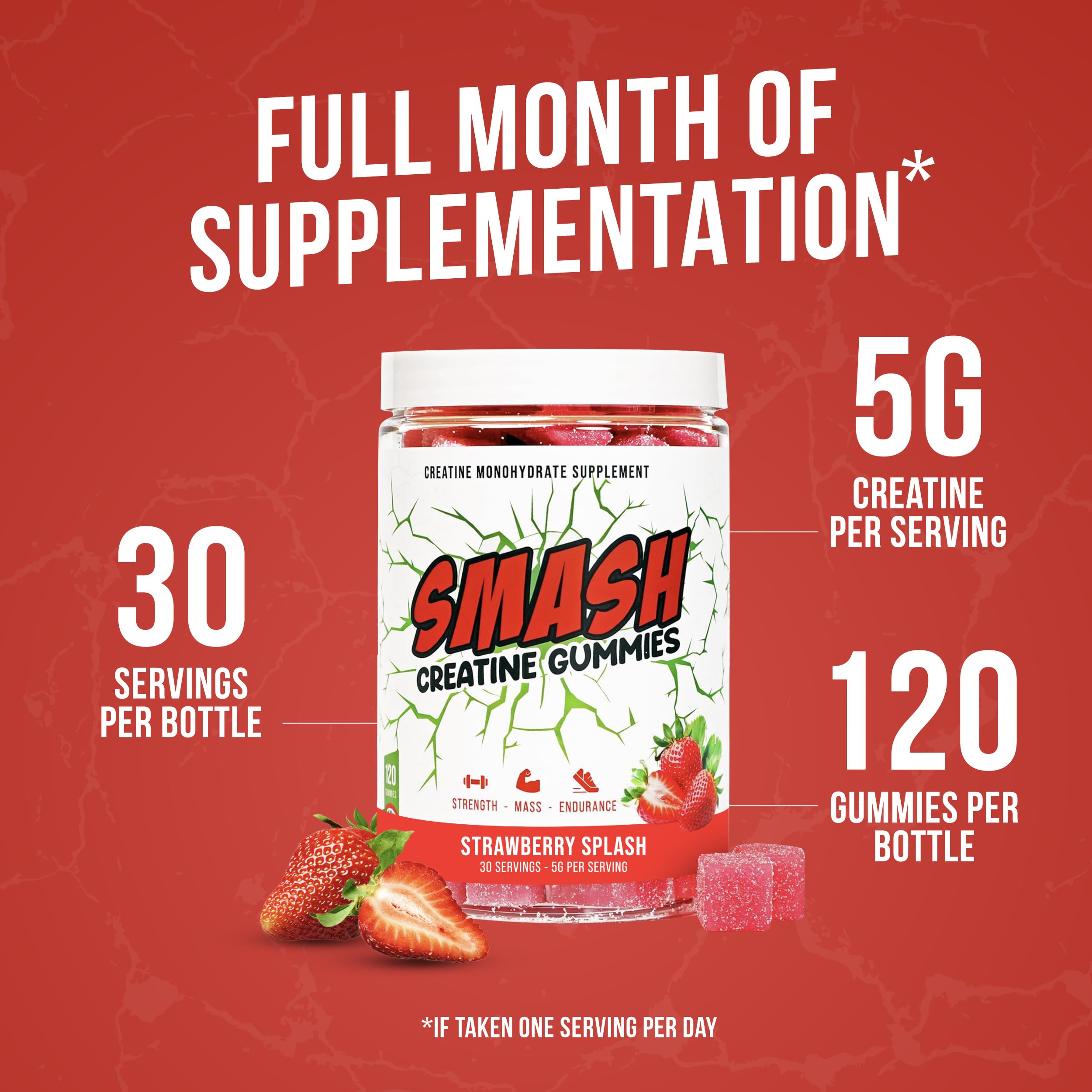 Creatine Monohydrate Gummies 5g Dose – Made in USA, Vegan & Gluten Free | Muscle, Strength, Recovery & Cognitive Health