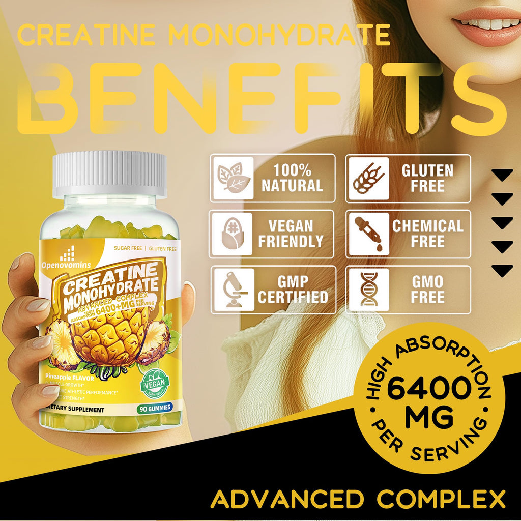 Creatine Monohydrate Gummies Complex – Sugar Free, Vegan, 180 Gummies (2-Pack)