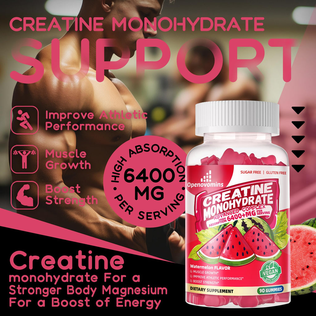 Creatine Monohydrate Gummies Complex – Sugar-Free Chewable for Men & Women (90 Gummies)