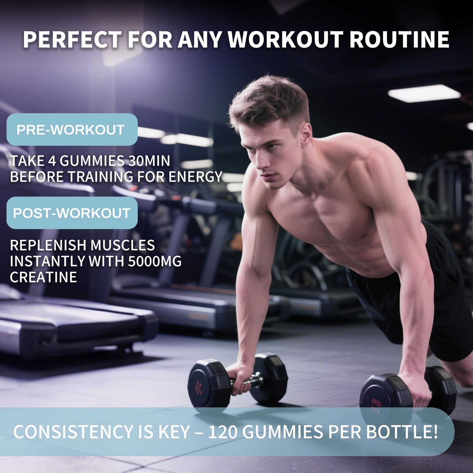Creatine Monohydrate Gummy – 5000mg/Serving, 120 Gummies, Blackcurrant