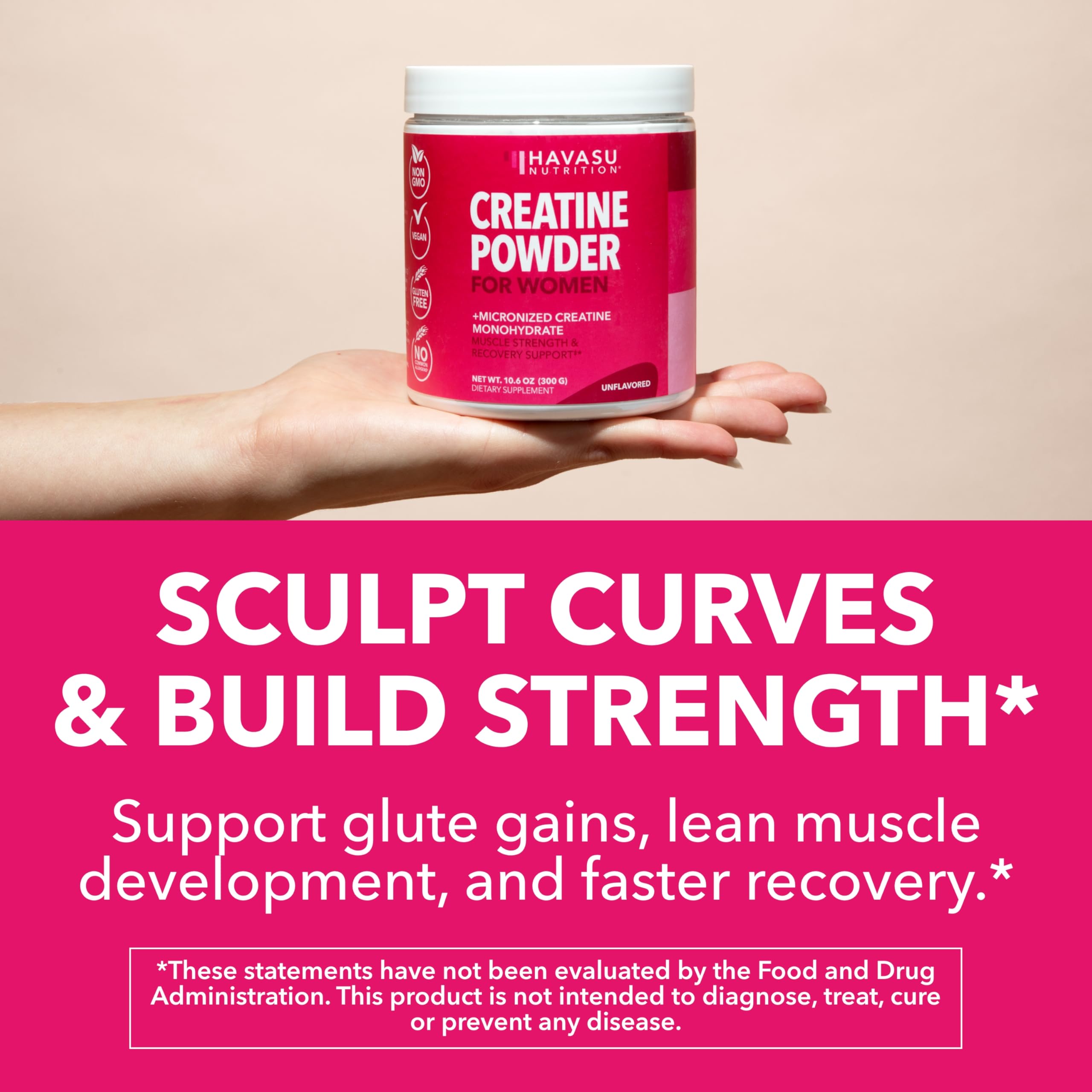 Creatine for Women - 3g Micronized Creatine Monohydrate per Serving | Unflavored, Vegan, Non-GMO | 100 Servings