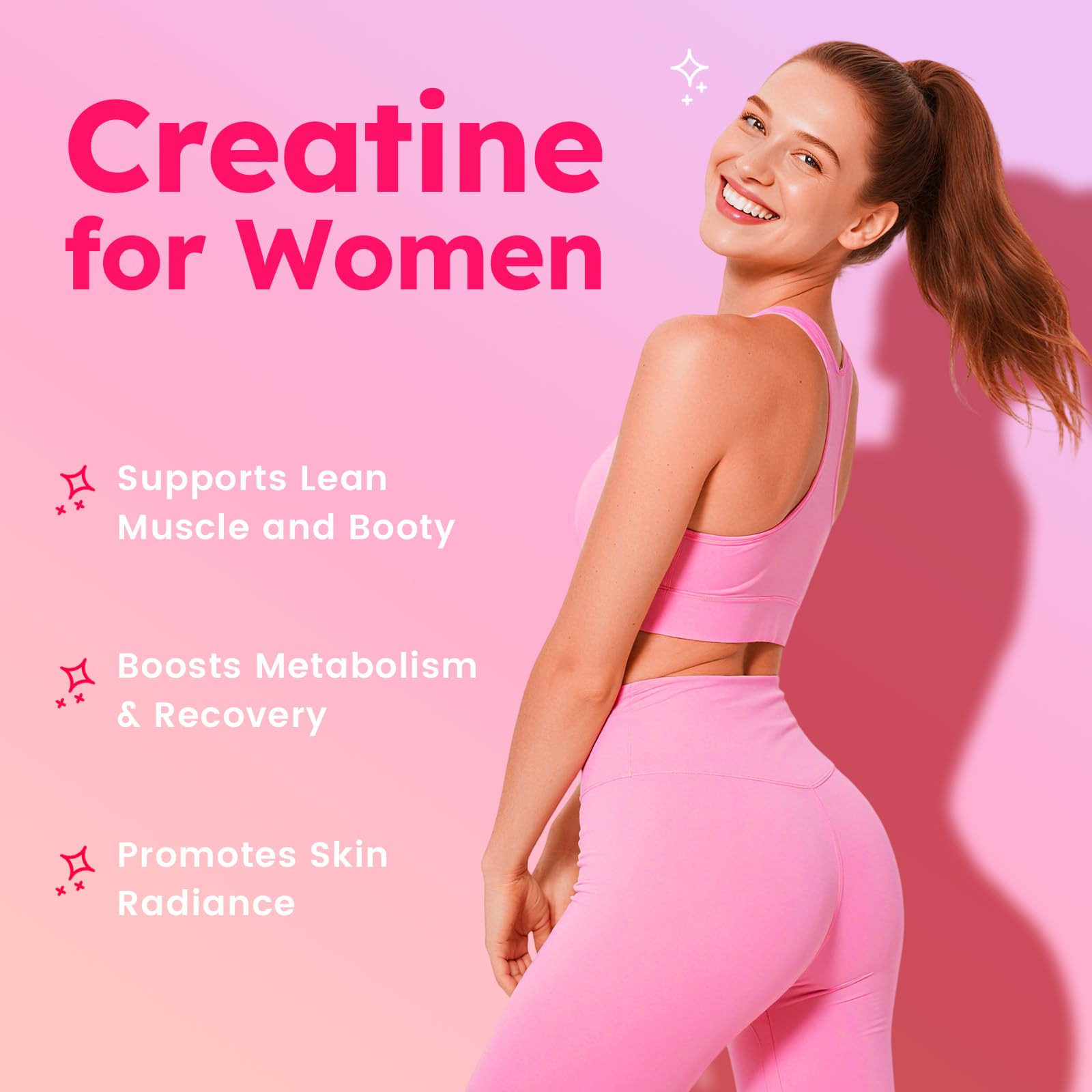 Creatine for Women Gummies – Monohydrate with Collagen, BCAAs & Vitamins (Sugar-Free, Vegan)