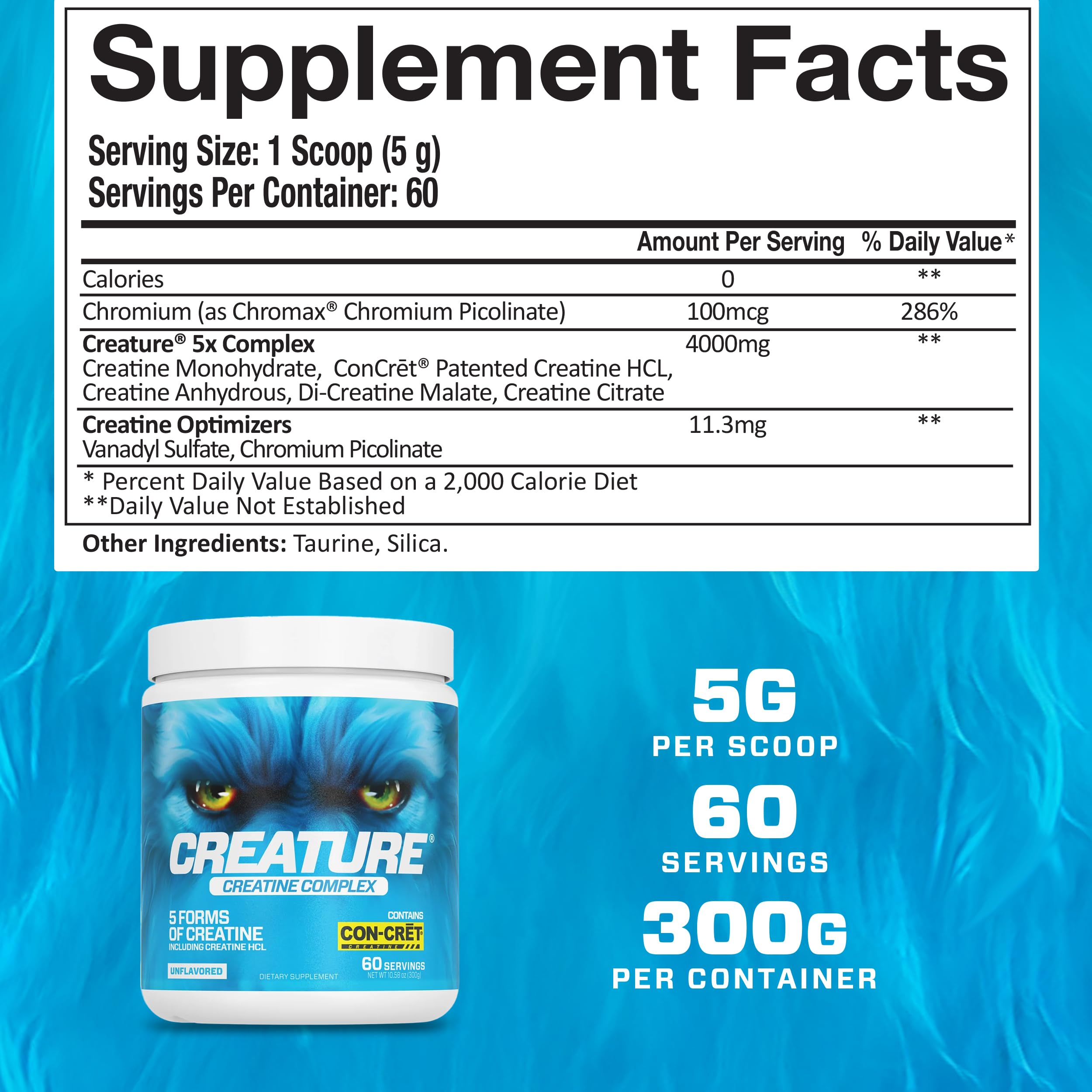 CREATURE Creatine Complex: 5 Creatine Types, Unflavored 300g Pack of 2