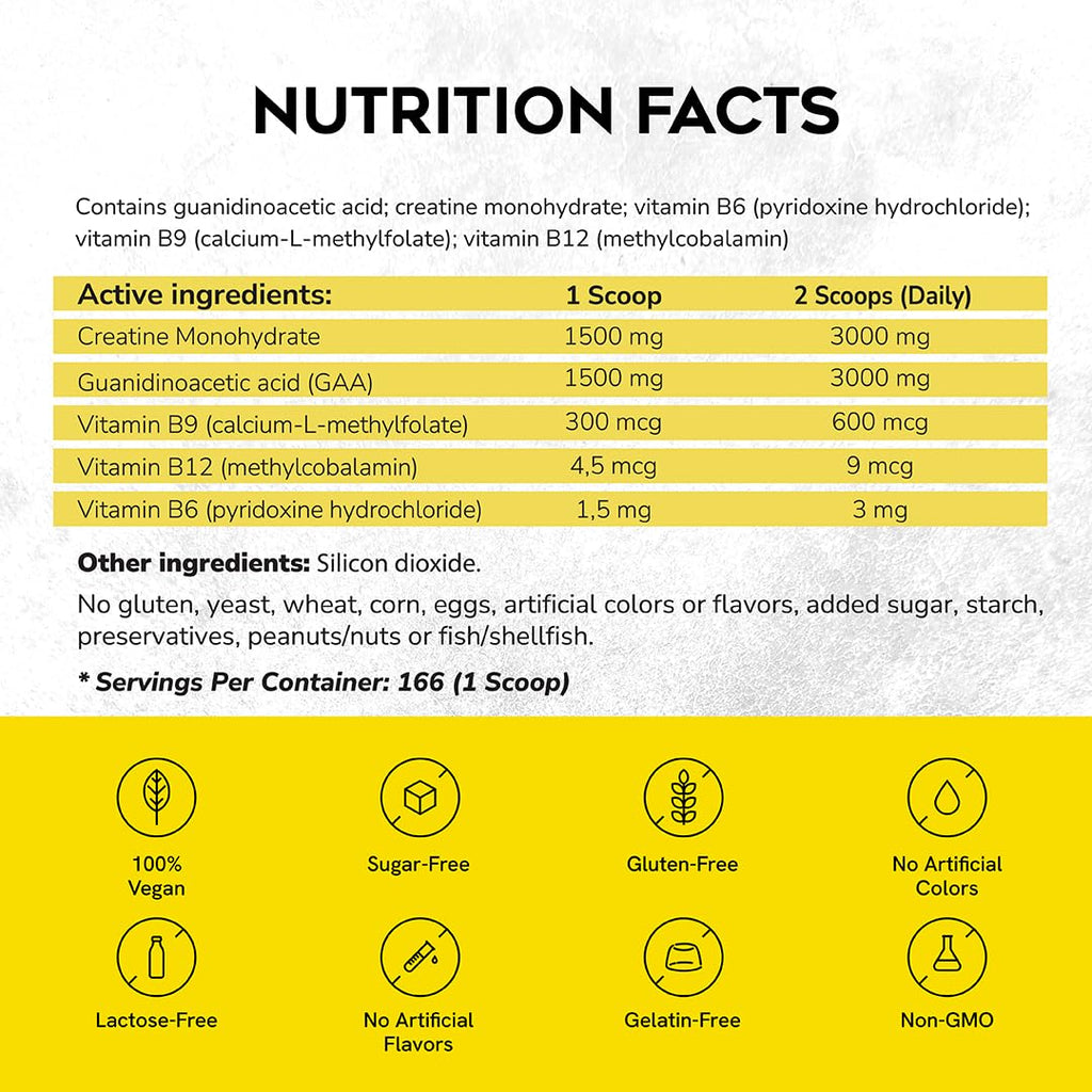 CreGAAtine Ultimate | 50% Higher Dosage Bulk Pack – Micronized Creatine Monohydrate + GAA | No Water Retention | 500g, 166 Servings