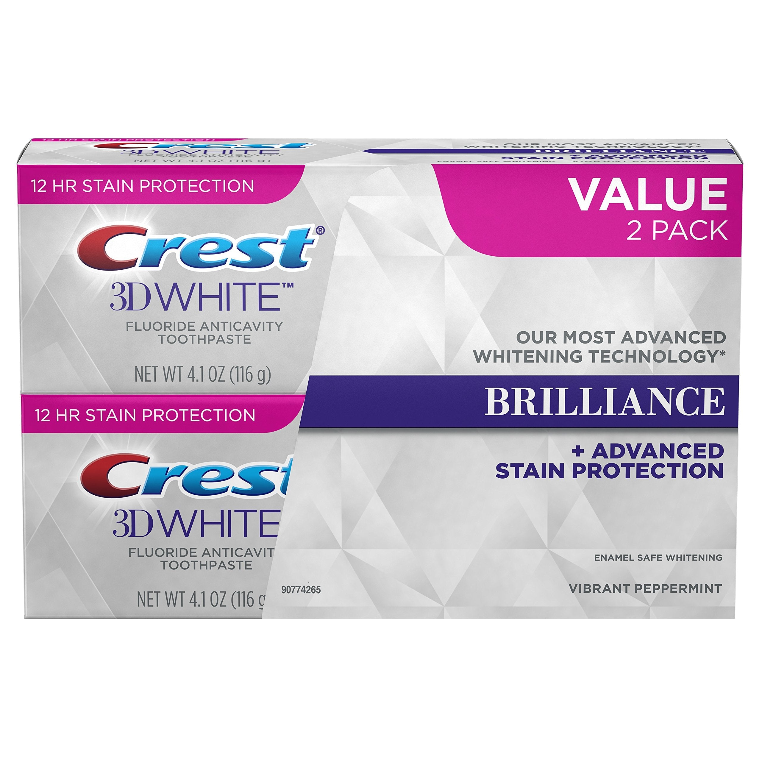 Crest 3D Brilliance Vibrant Peppermint Teeth Whitening Toothpaste – 2 Count