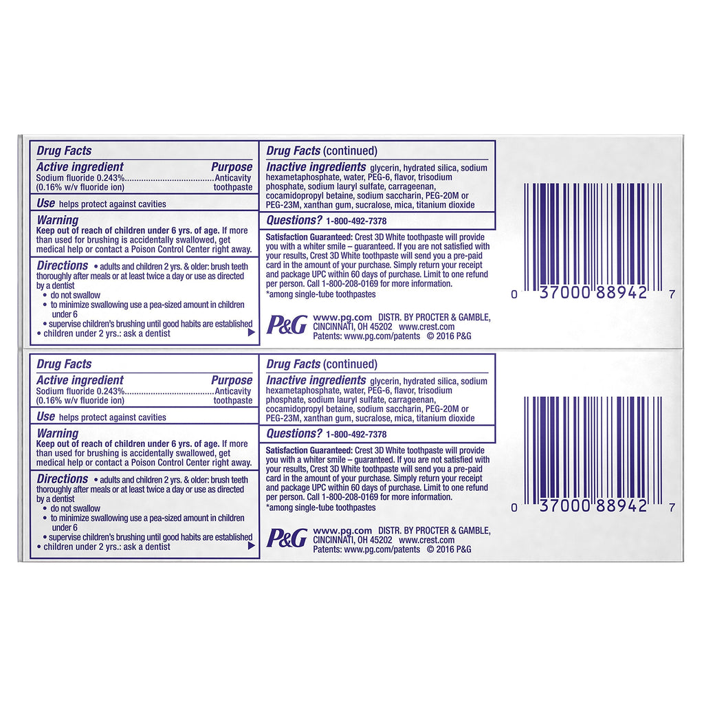 Crest 3D Brilliance Vibrant Peppermint Teeth Whitening Toothpaste – 2 Count
