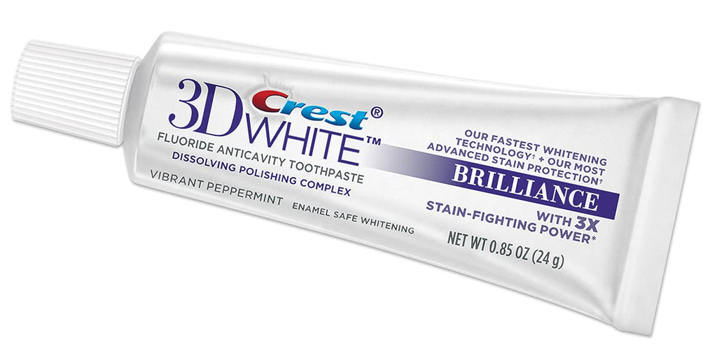 Crest 3D White Fluoride Anticavity Toothpaste 0.85 oz – Pack of 2 | Whitening & Enamel Protection