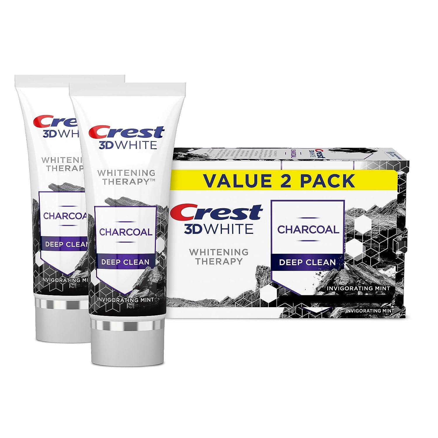 Crest 3D White Charcoal Deep Clean Toothpaste – Whitening Therapy, Mint, 3.5 oz (2-pack)