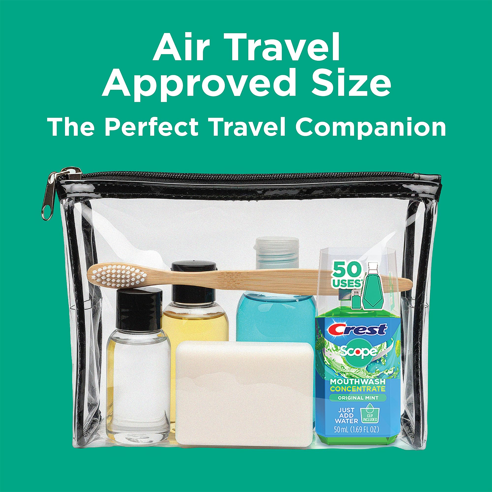 Crest Scope Mouthwash Concentrate - Travel Size 50 ml, Original Mint, 2 Pack
