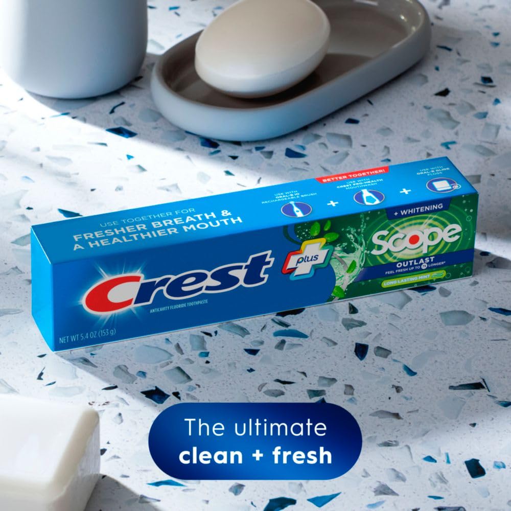 Crest Complete Whitening + Scope Outlast Mint Toothpaste – Triple Pack (3 x 5.4 oz), 16.2 oz