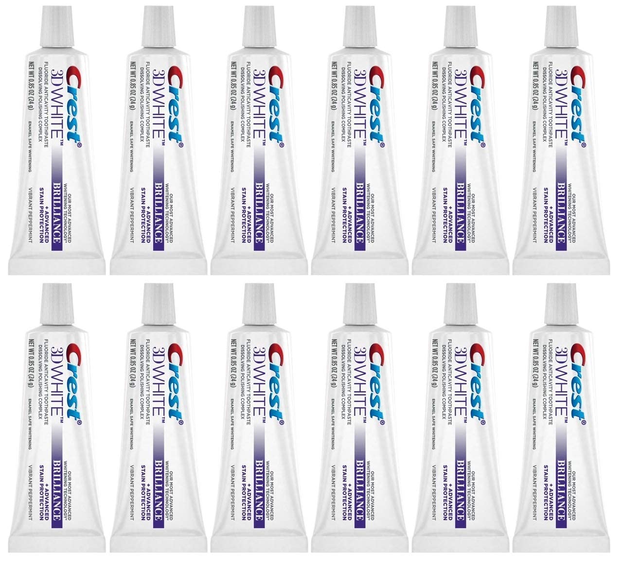 Crest 3D White Brilliance Toothpaste – Vibrant Peppermint (Travel Size) Pack of 12