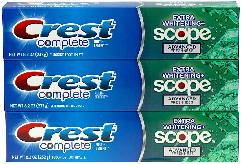 Crest Complete Multi-Benefit Fluoride Toothpaste - Extra Whitening & Freshness (8.2 oz x3)
