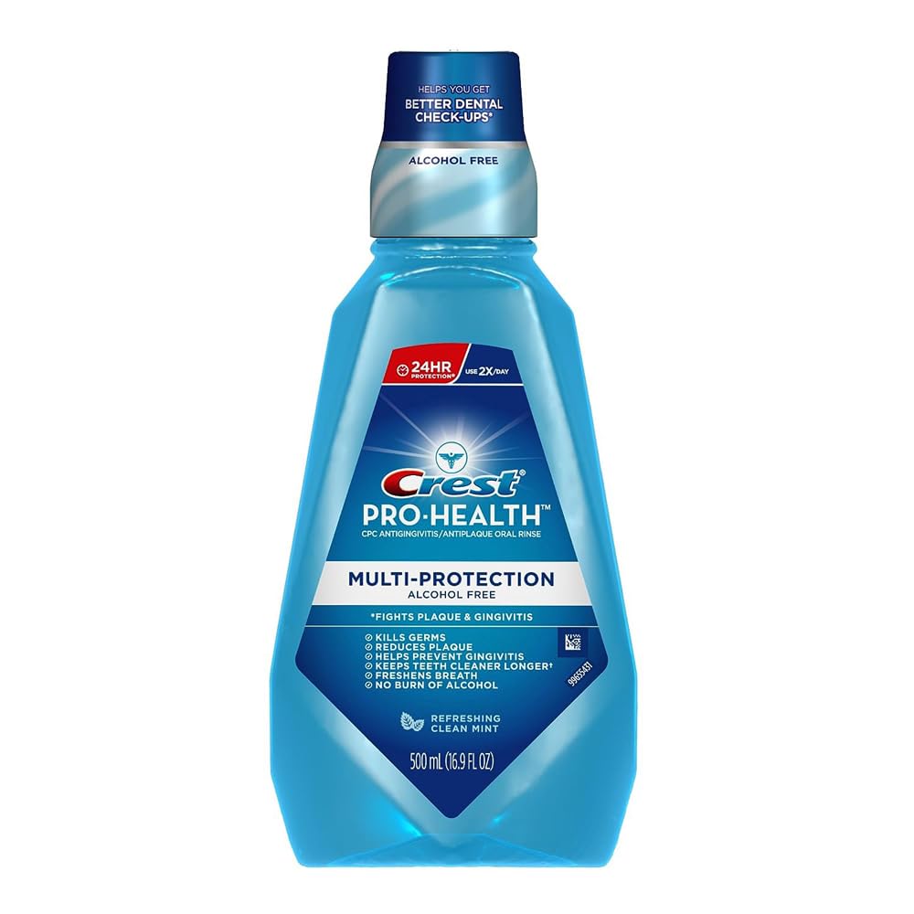 Crest Pro Health Multi Protection Clean Mint Mouthwash 16.9 oz (Pack of 2) - Alcohol-Free