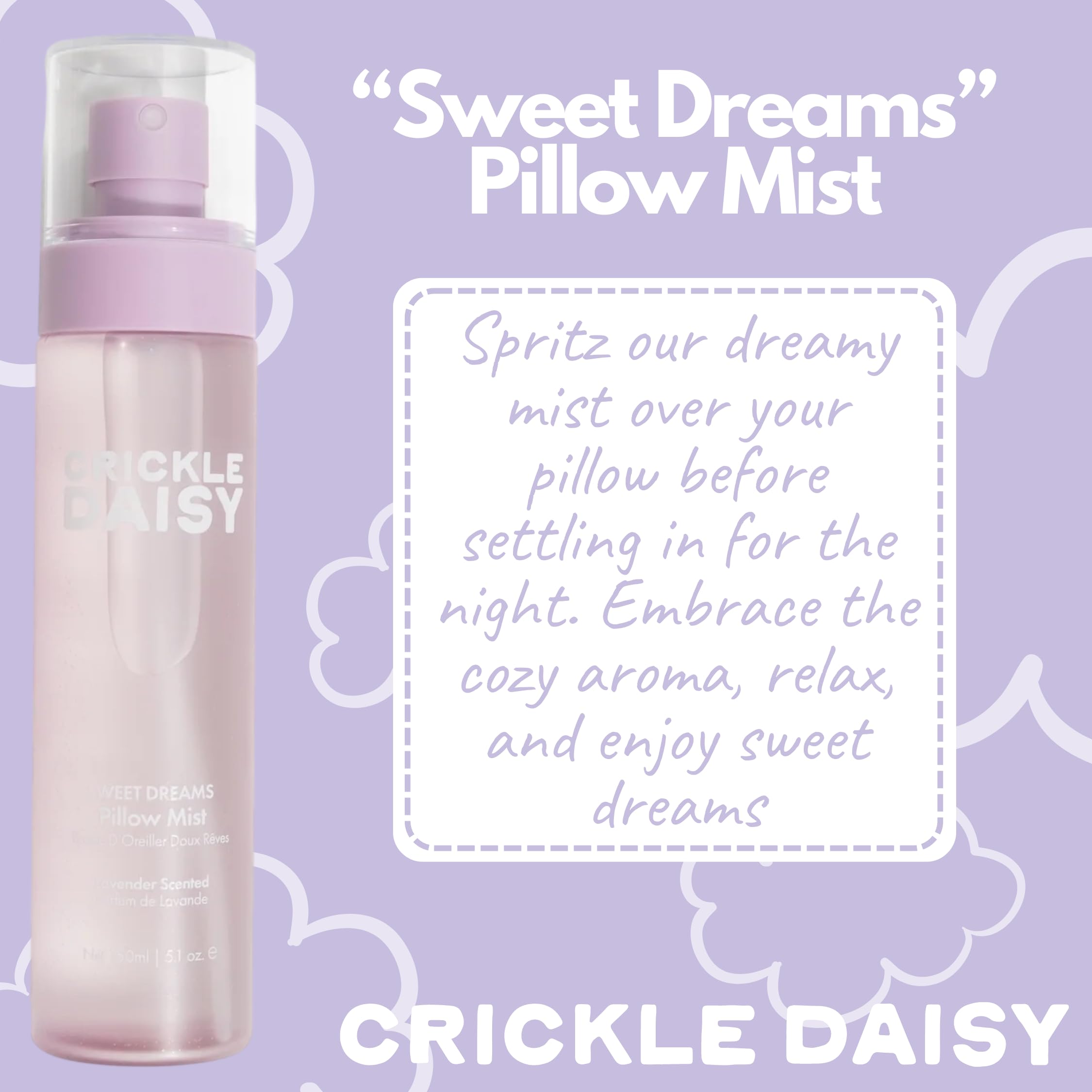 Crickle Daisy Sweet Dreams Lavender Pillow Mist – Calming Aromatherapy Linen & Fabric Spray, 150ml