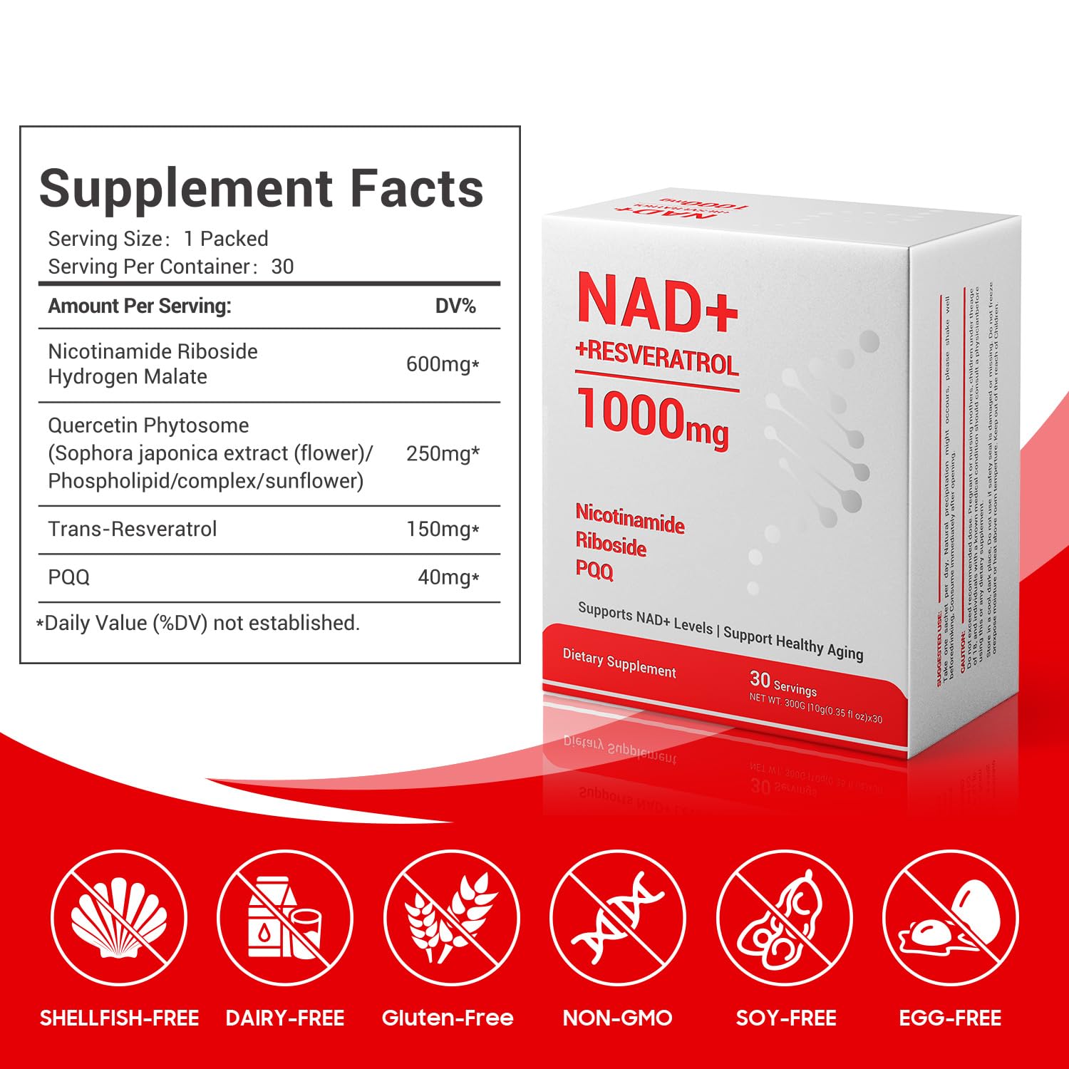Crntmgdm NAD 1000mg Liquid with Resveratrol - 30 Packets | Vegan Non-GMO
