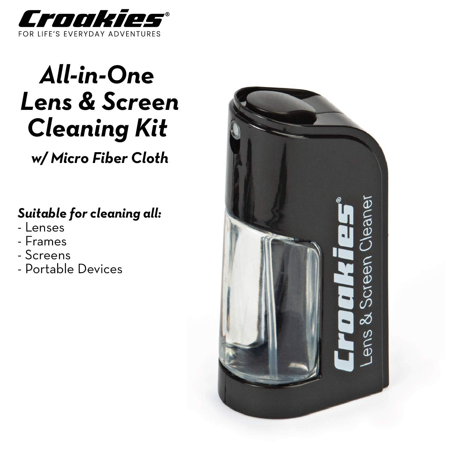 Croakies All-in-one Cleaning Kit | Lens Care Travel Kit with Pump