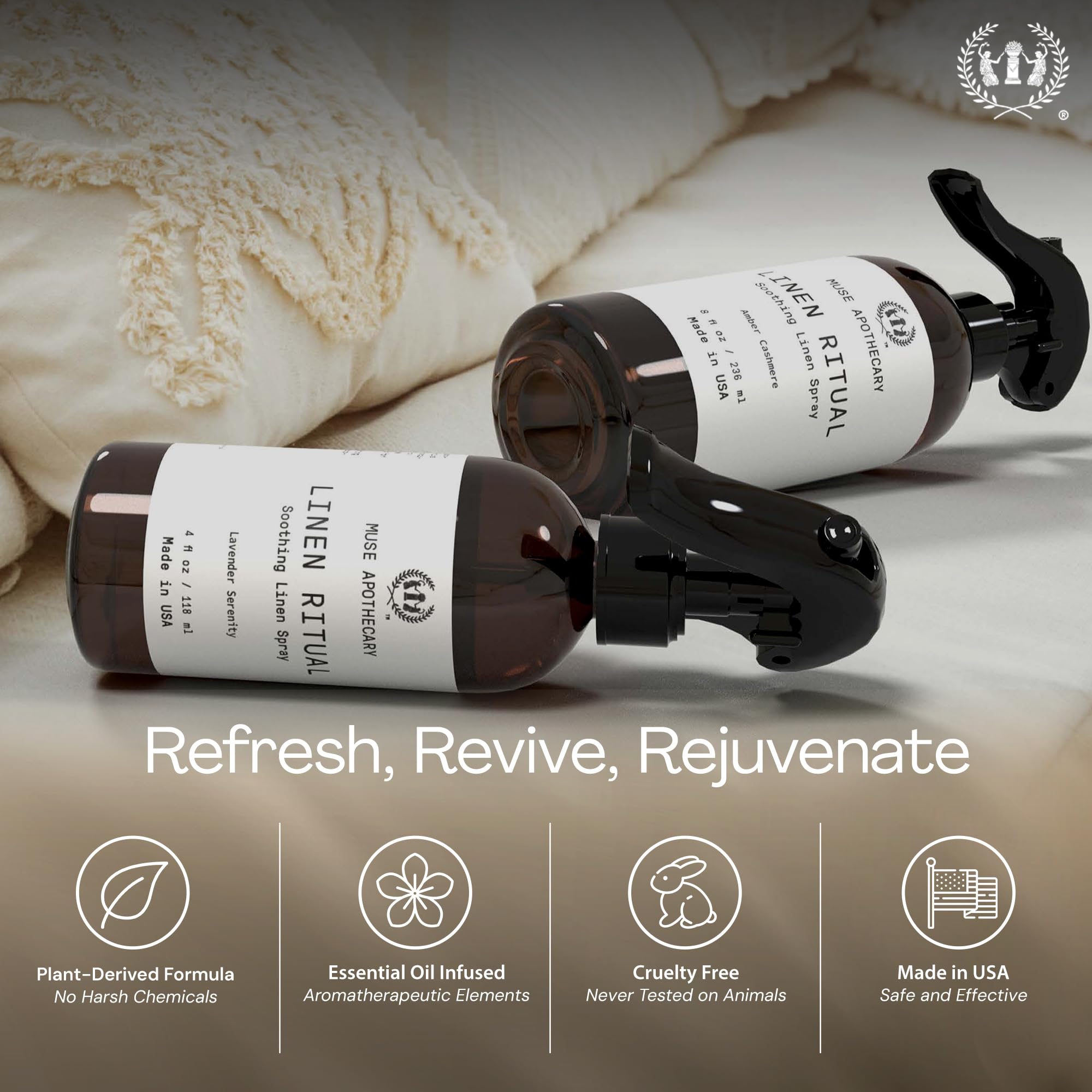 Muse Apothecary Linen Ritual - Aromatic Lavender Linen Spray for Bedding & Laundry