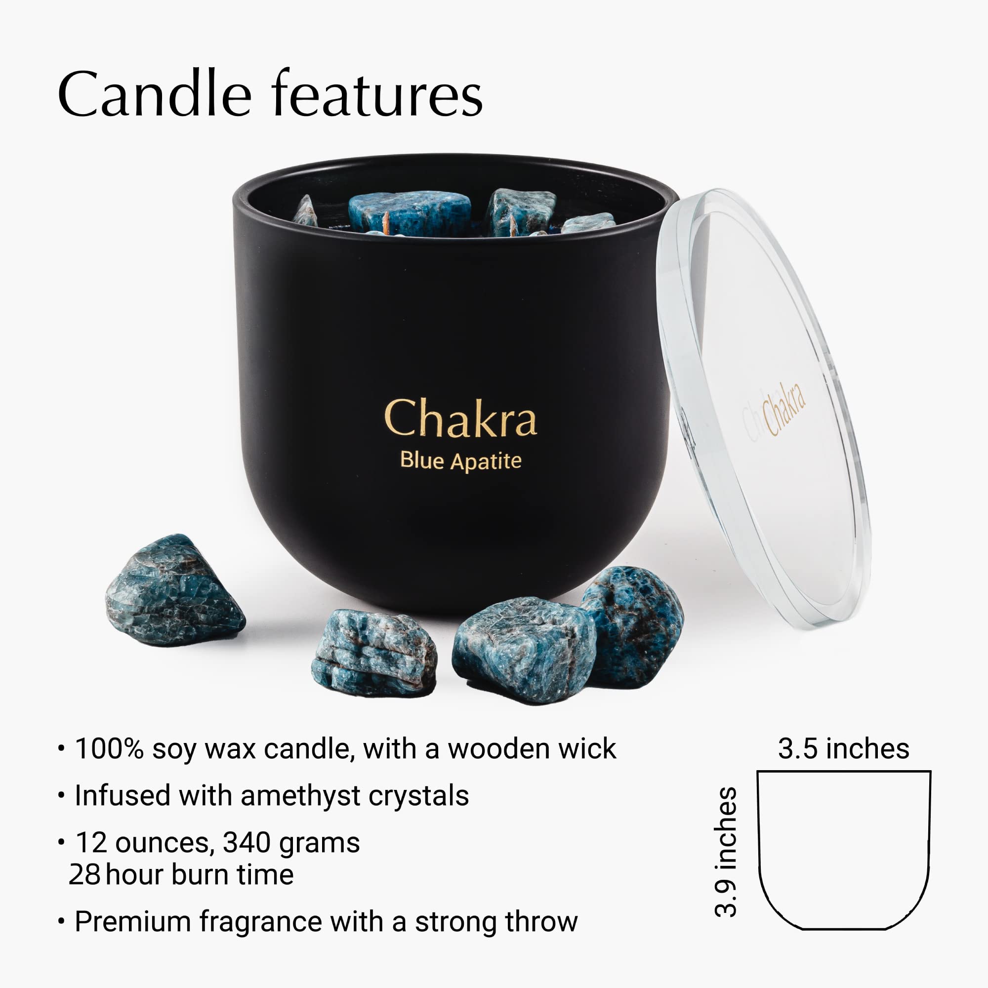 Hidden Label Healing Crystal Candle | Chakra Collection, Wood Wick, 12oz