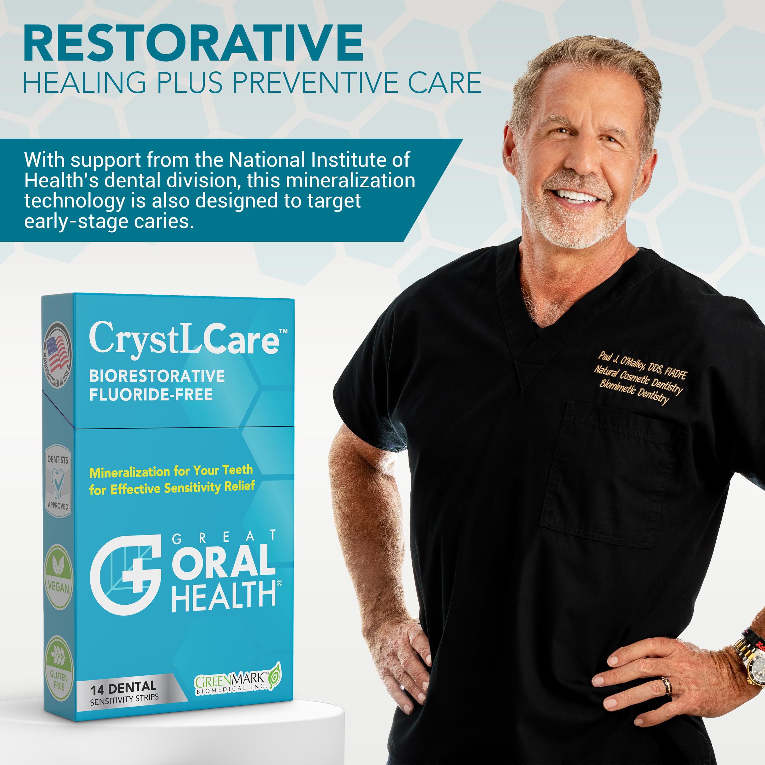 CrystLCare Tooth Sensitivity Strips – Lasting Relief for Adults & Kids | Enamel Remineralization (14 Count)