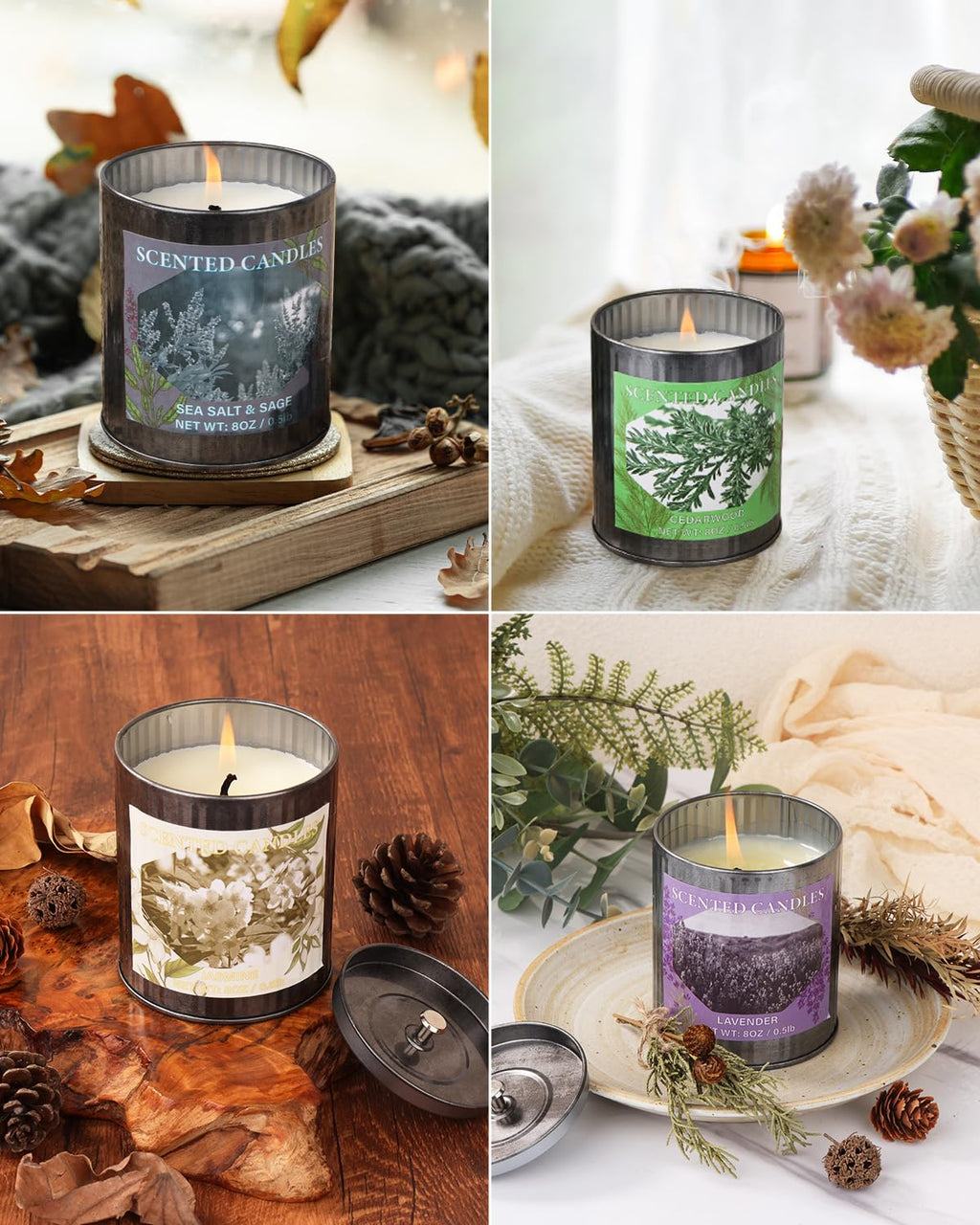 CUKIY Sea Salt & Sage 8oz Soy Candle — 50H Burn, Gift Box