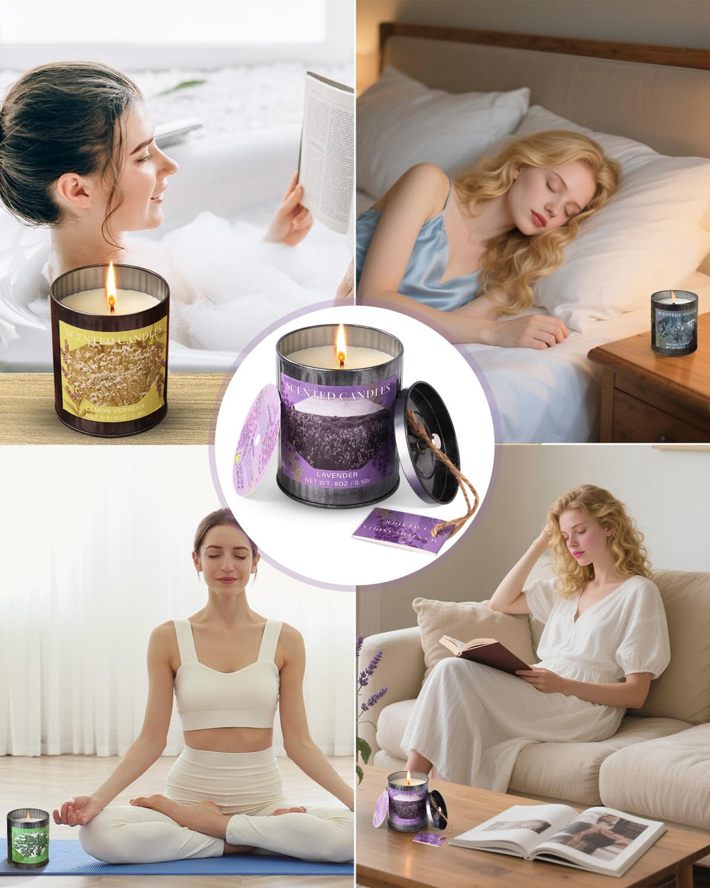 CUKIY 8oz Soy Scented Candle – Lemon Verbena, 50H Burn, Gift Box