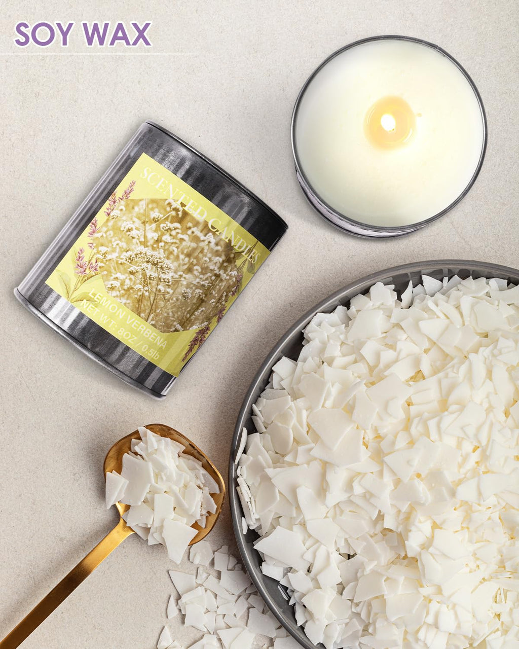 CUKIY Jasmine Scented Soy Candle – 8oz, 50H Burn, Gift Box