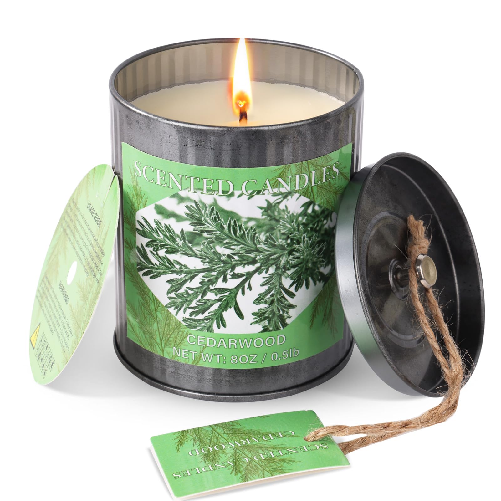 CUKIY 8oz Cedarwood Scented Soy Candle – 50-Hour Burn, Gift Box, Home Aromatherapy
