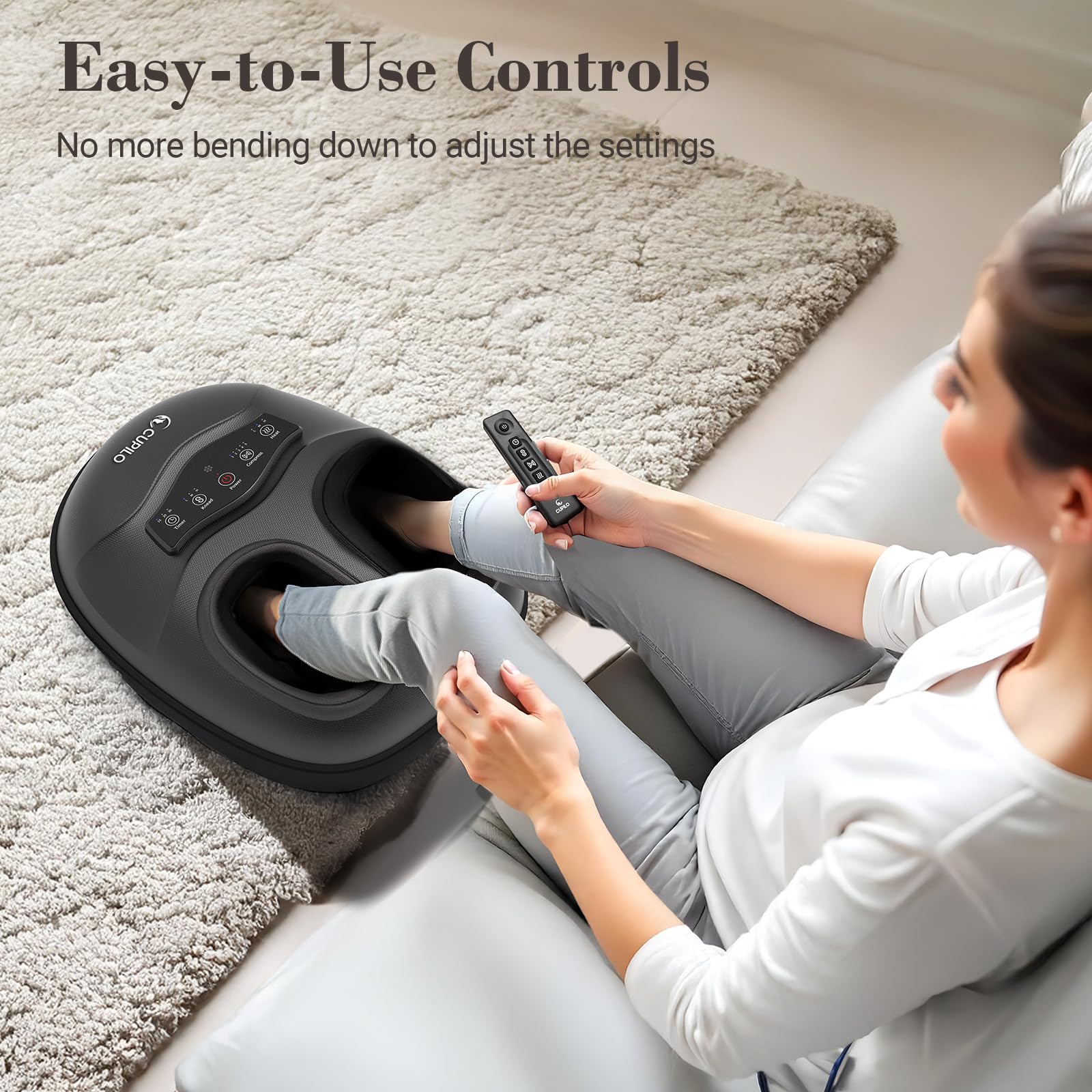 CuPiLo FSA/HSA Foot Massager with Heat & Remote – Shiatsu, 5 Compression Levels