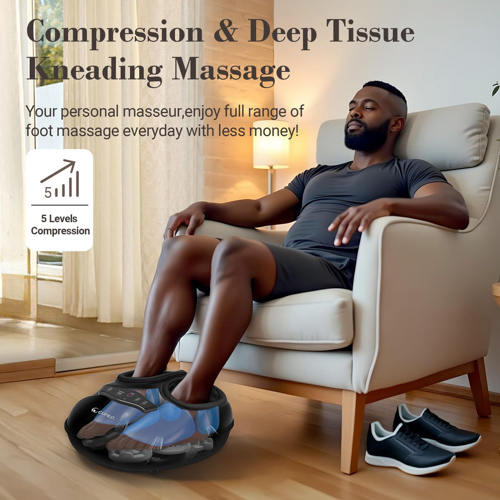 CuPiLo FSA/HSA Foot Massager with Heat & Remote – Shiatsu, 5 Compression Levels