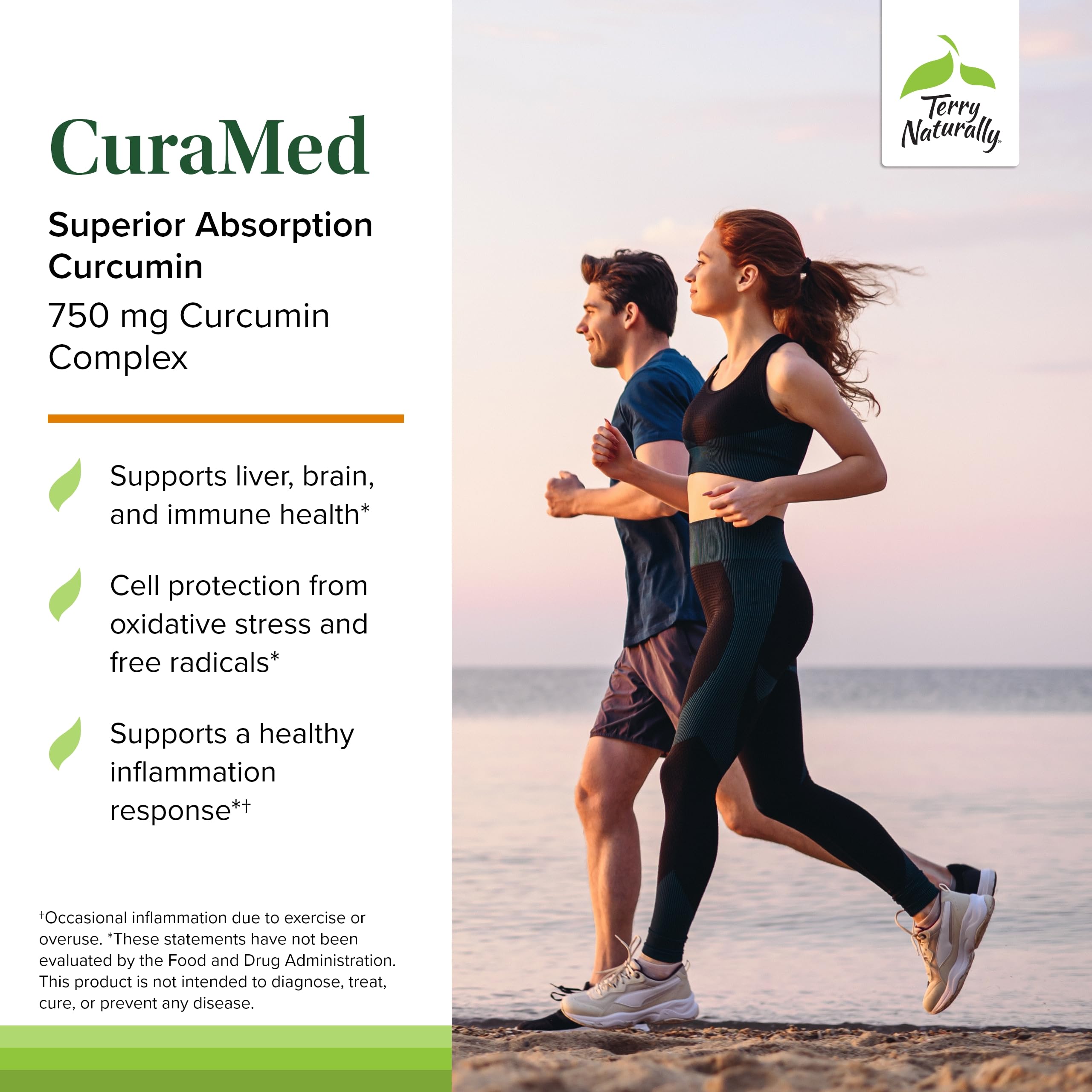 Terry Naturally CuraMed 750mg – High-Potency Curcumin for Brain & Heart Health | 60 Softgels (Pack of 2)