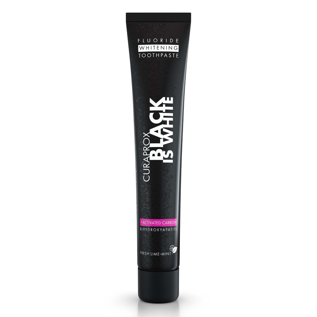 Curaprox Black is White Toothpaste – Charcoal Whitening with Fluoride | 90 ml