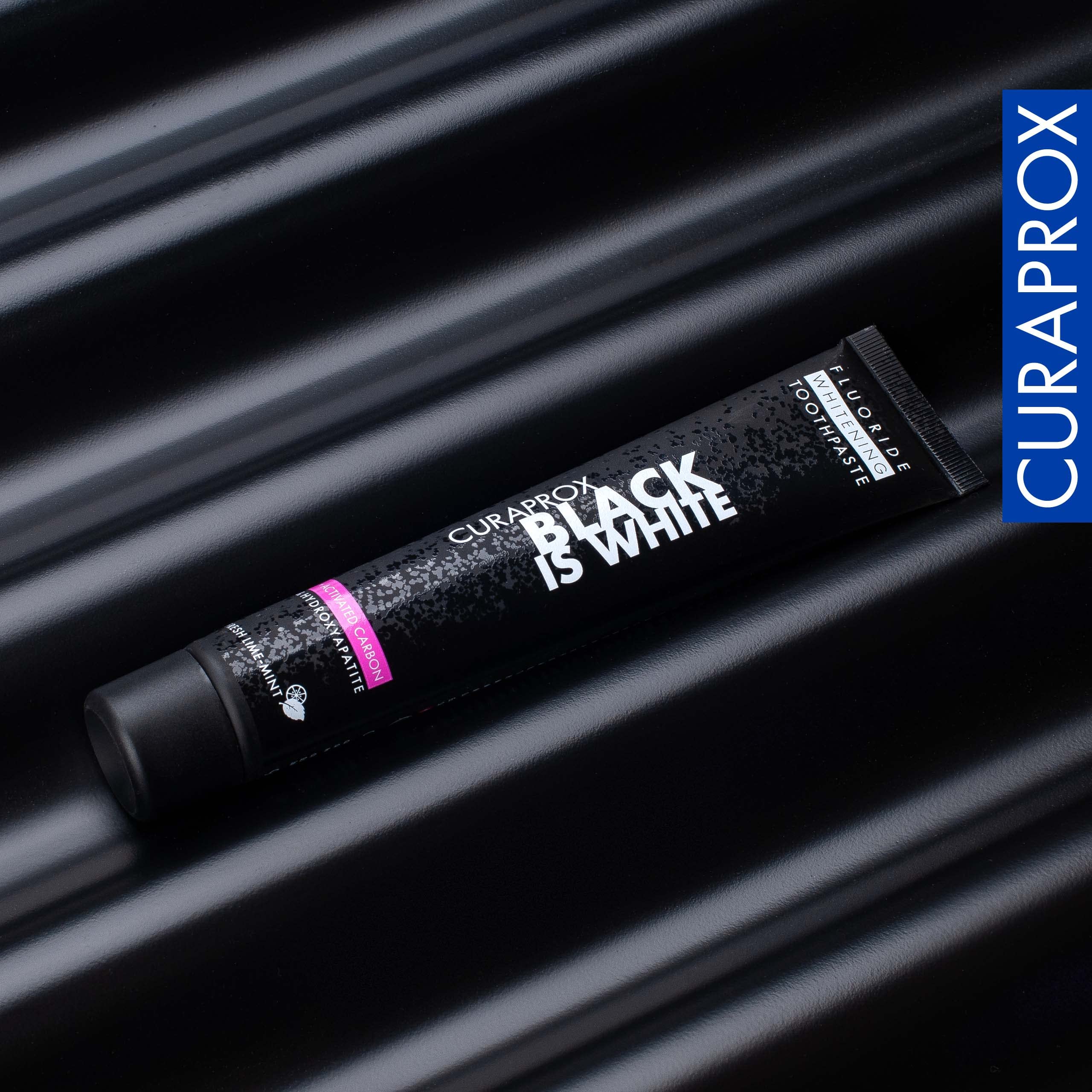 Curaprox Black is White Toothpaste – Charcoal Whitening with Fluoride | 90 ml