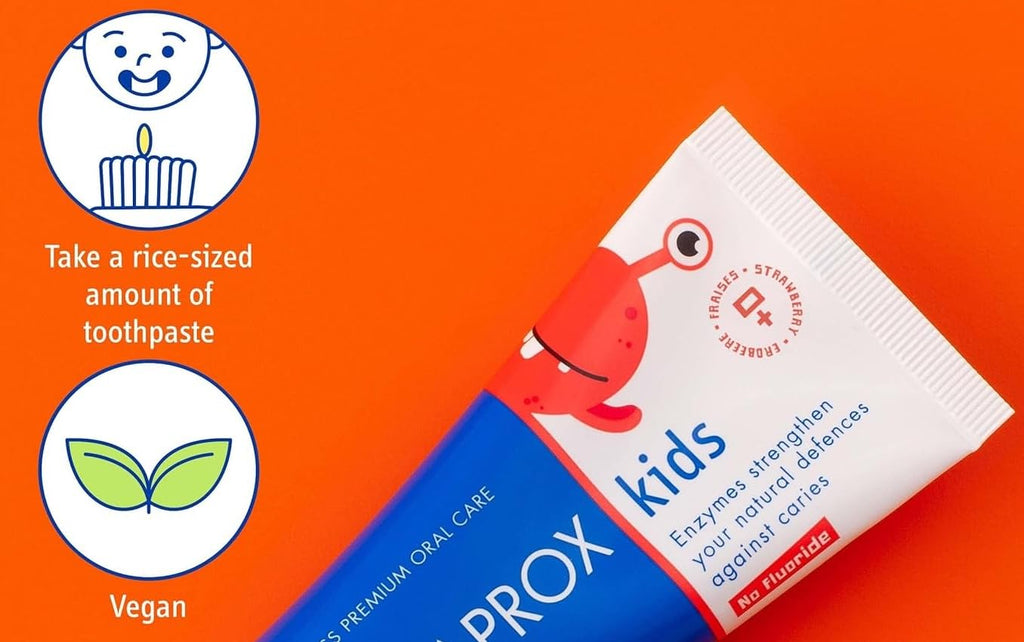 Curaprox Kids Strawberry Fluoride-Free Toothpaste 2–6 yrs, 60ml – SLS/Microplastic/Triclosan Free