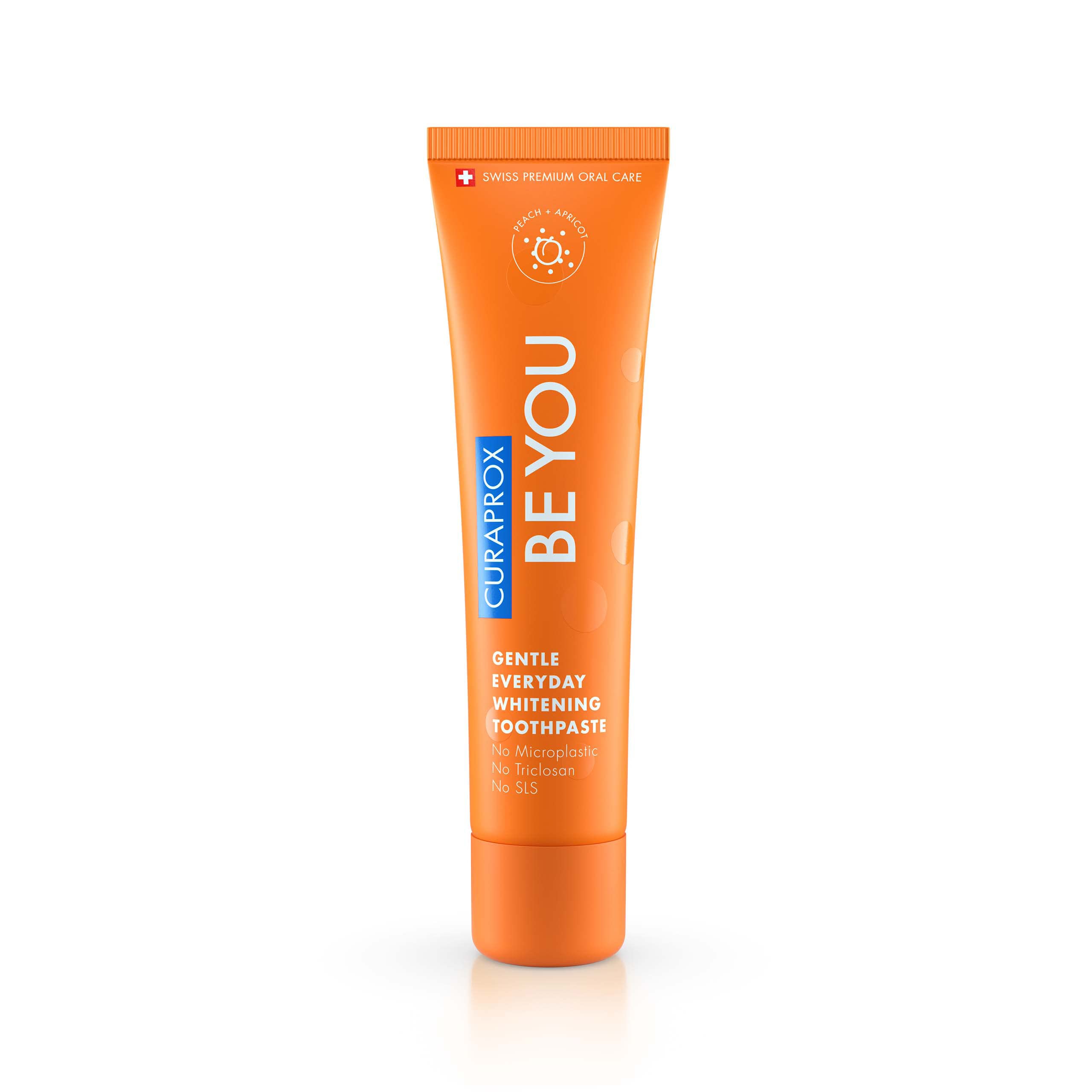 Curaprox Whitening Toothpaste – Fresh Breath & Gum Care | Enzymatic Formula, Peach & Apricot Flavor, 60ml | Vegan, SLS-Free, Fluoride 950ppm | Swiss Made