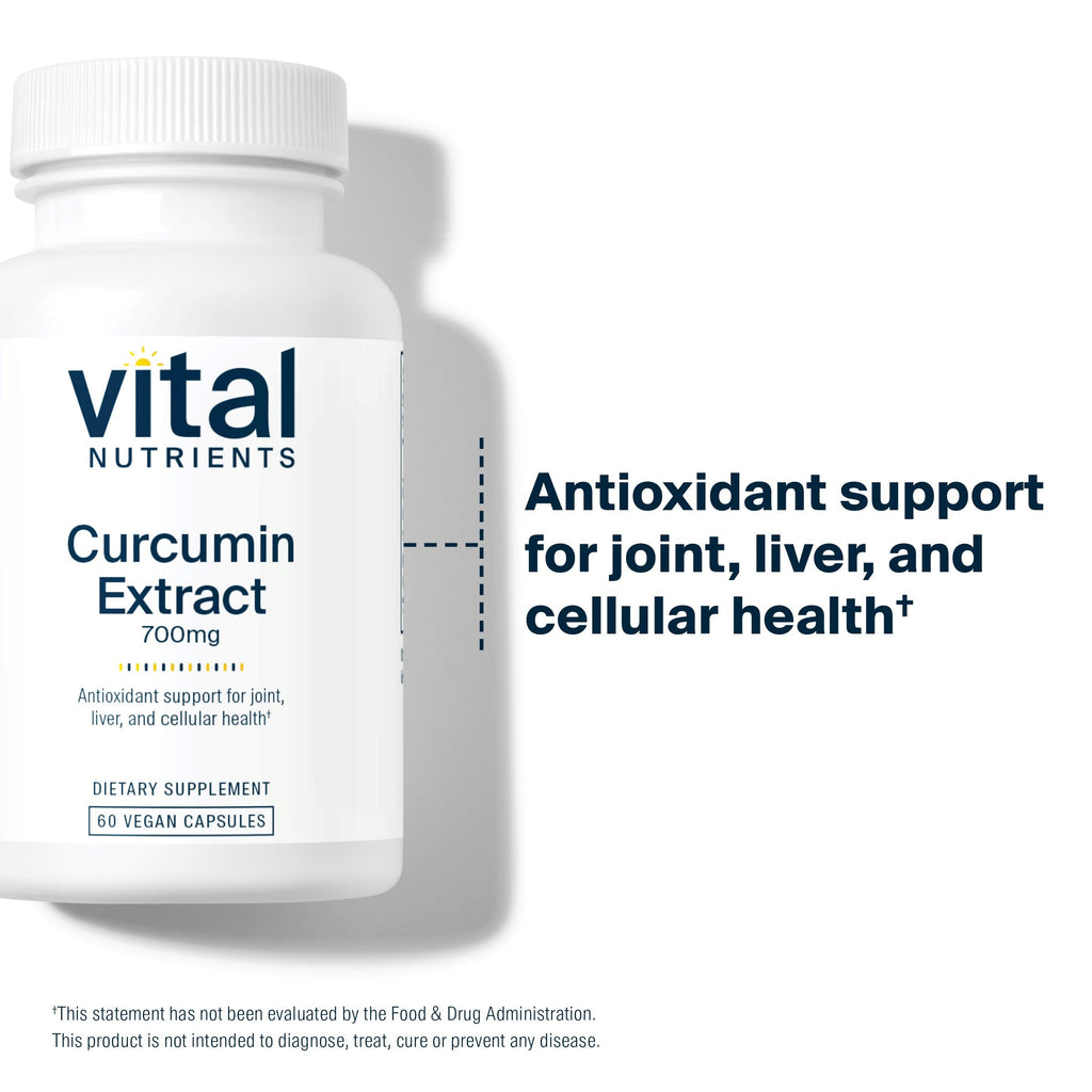 Vital Nutrients Curcumin Extract 700mg – Vegan Curcumin with Black Pepper (Bioperine) – 60 Capsules