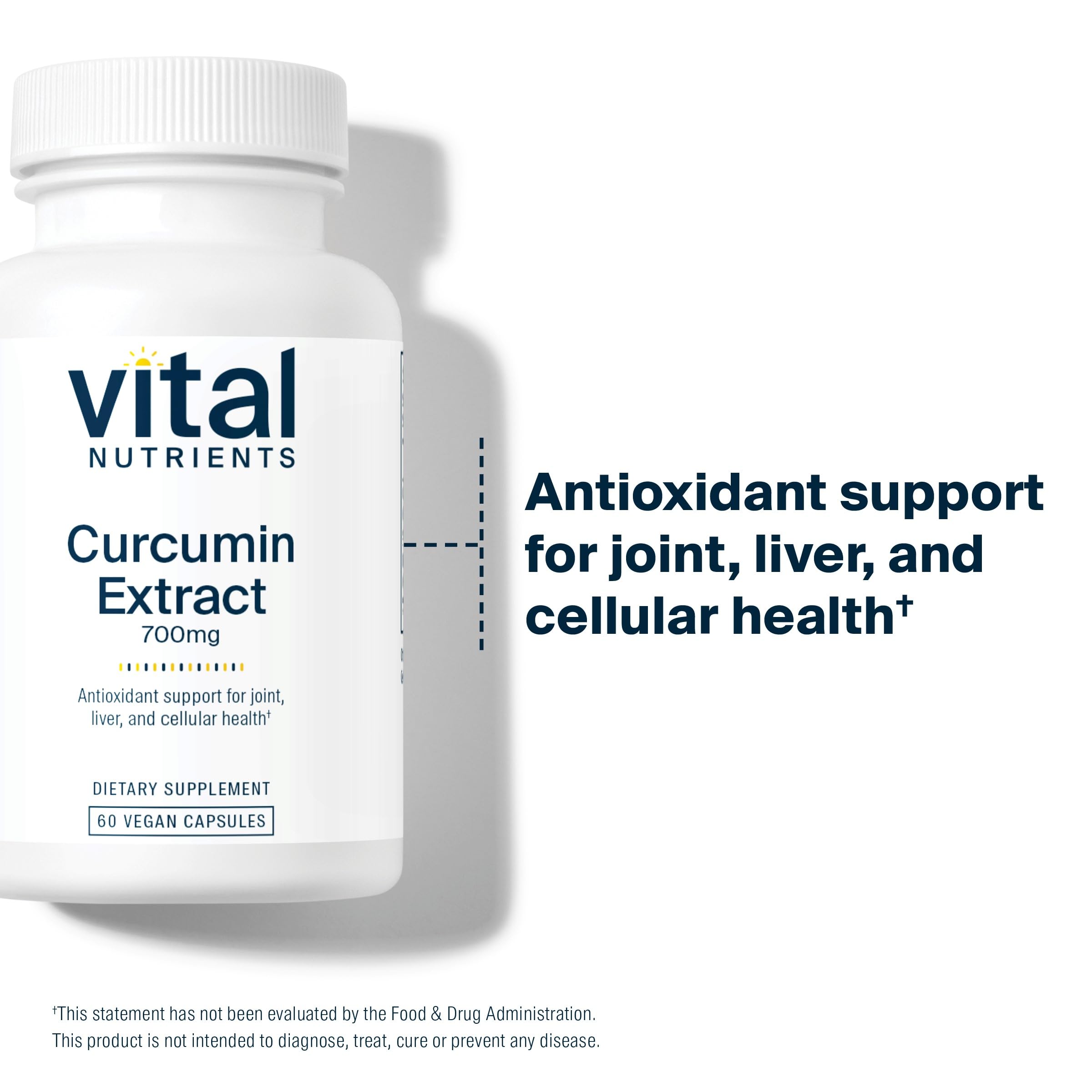 Vital Nutrients Curcumin Extract 700mg – Vegan Curcumin with Black Pepper (Bioperine) – 60 Capsules