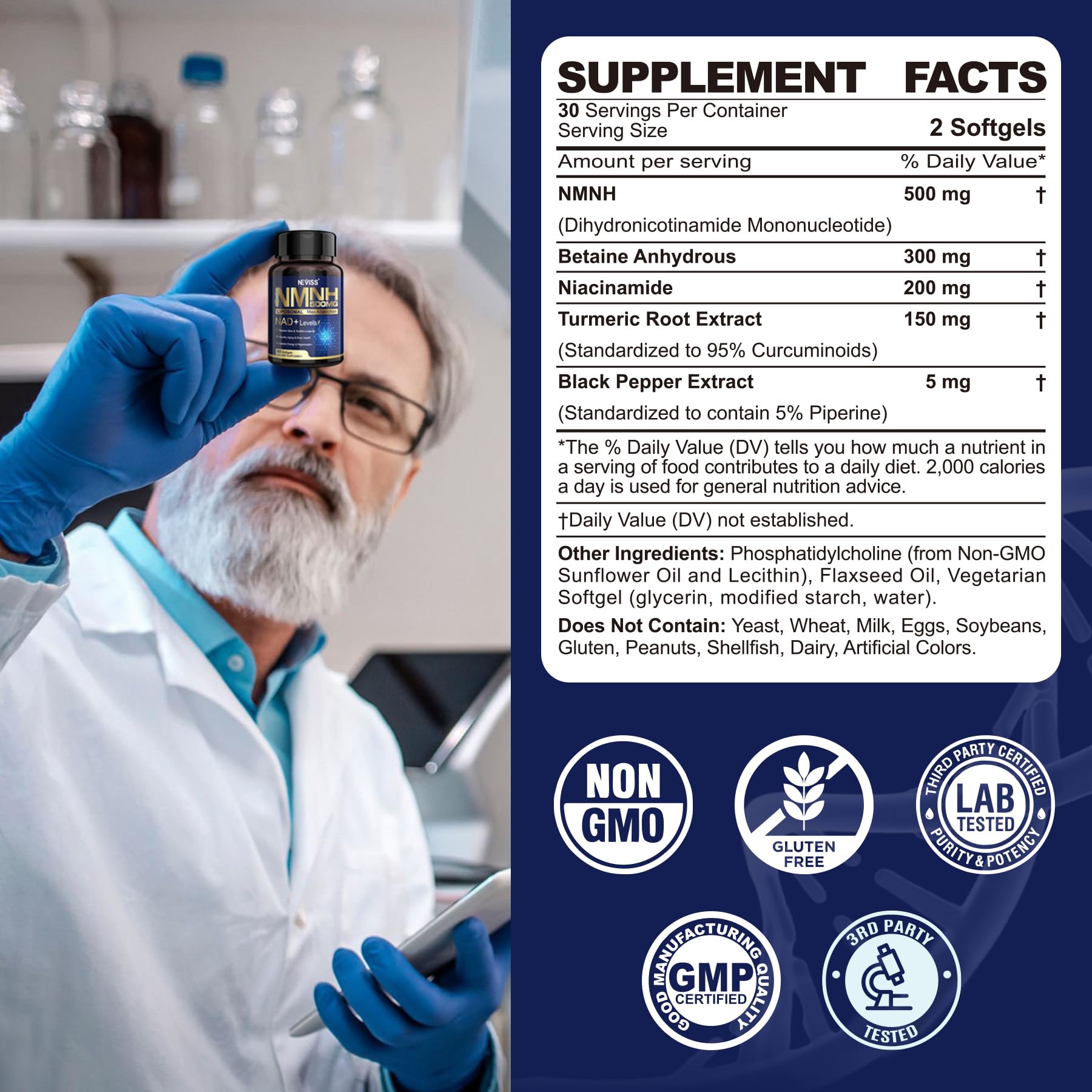 NMNH Liposomal 500mg NAD+ – Next-Gen NMN/NAD+ Supplement for Cellular Energy & Healthy Aging