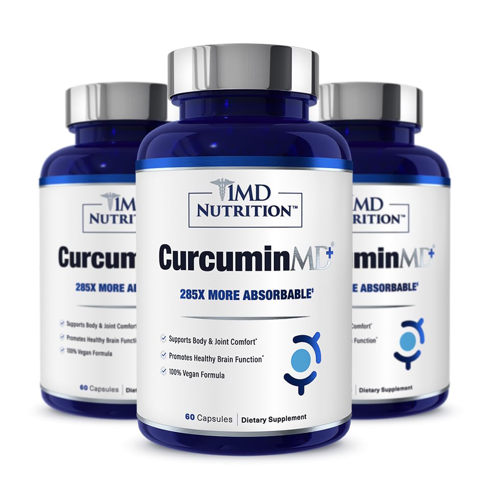 1MD Nutrition CurcuminMD Plus – Turmeric Curcumin with Boswellia Serrata | Longvida Optimized Absorption | 180 Capsules (3-Pack)