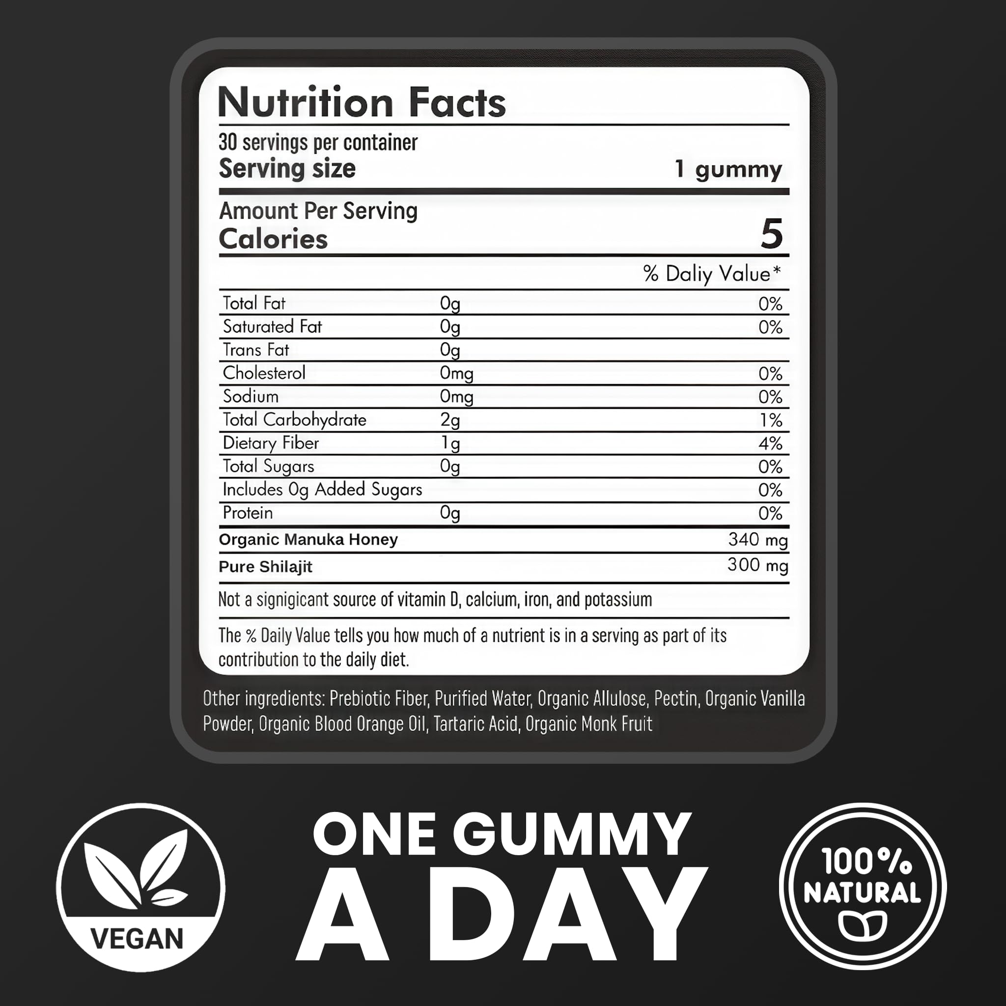 Cured Shilajit Gummies for Men - 85+ Minerals + Organic Manuka Honey